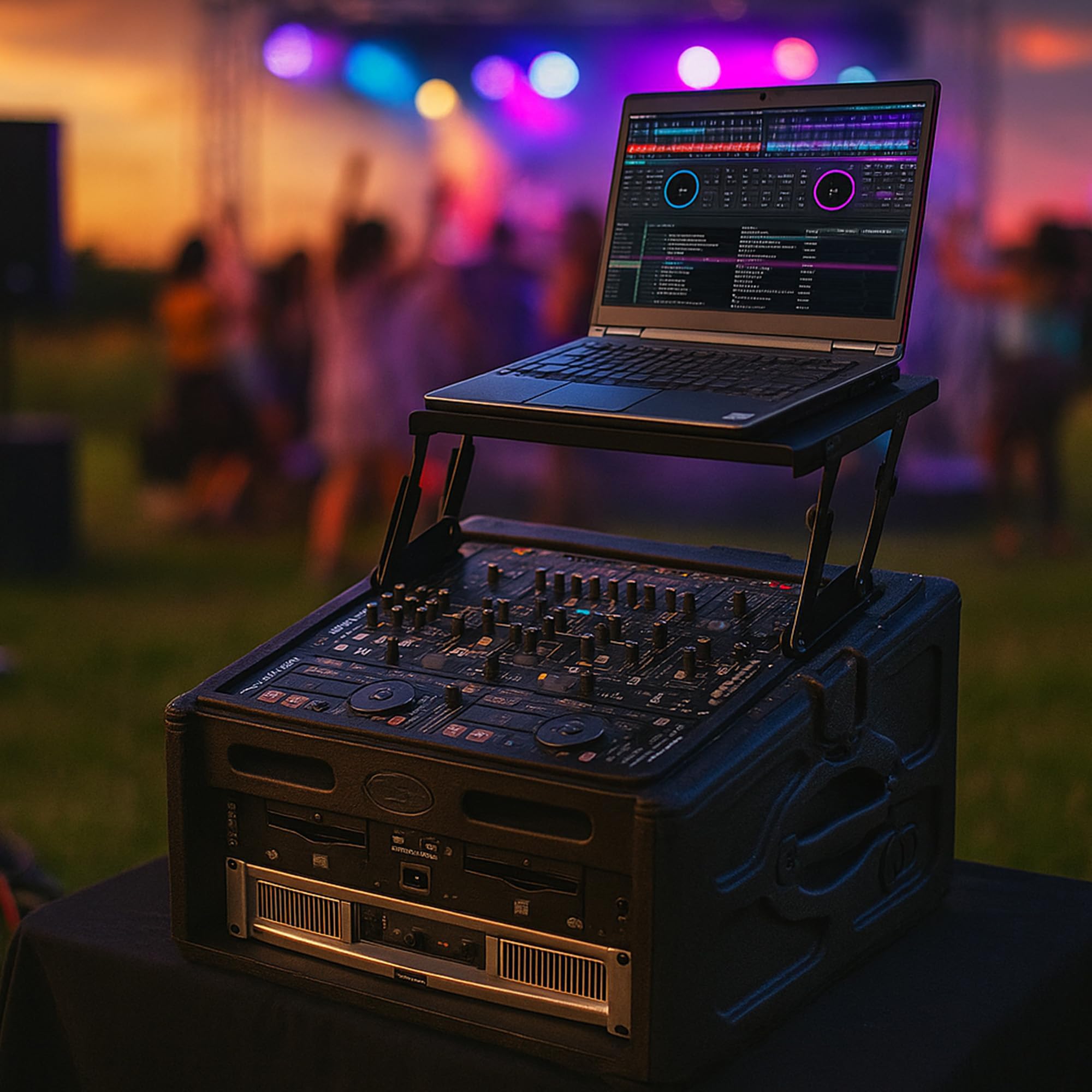 SKB 84DJ ステーション 8x4 DJ & アンプ ラック カバー付き Amazon | SKB 8U +スラントトップラック用19インチAVシェルフ | 機材